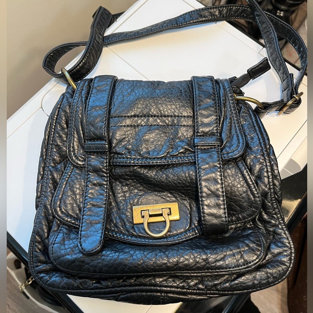 Ampere Black Crossbody Saddle Purse